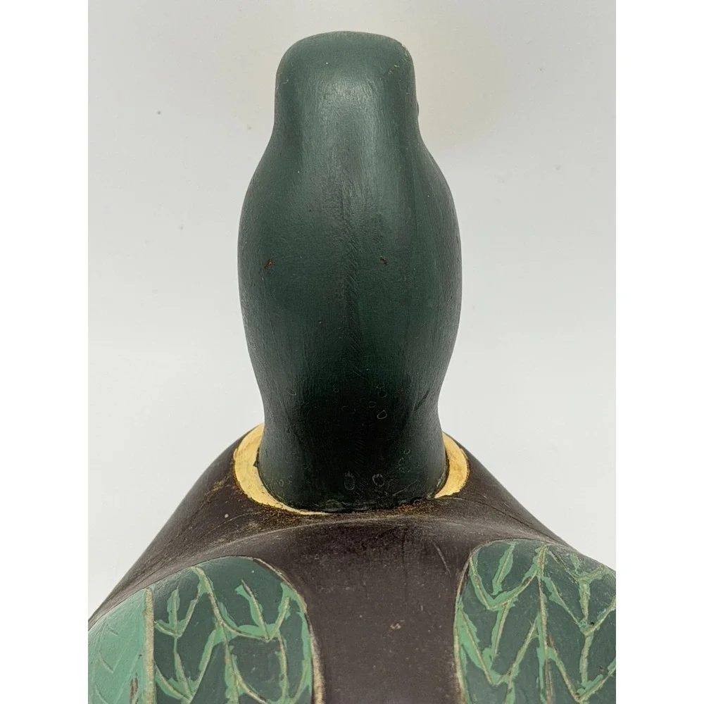 Vintage Style Hand Painted Duck Decoy Figurine Mallard Wood Decorative Bird